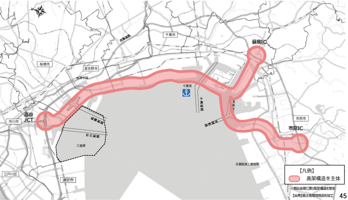 案1-1 道路新設案（高架構造を主体）