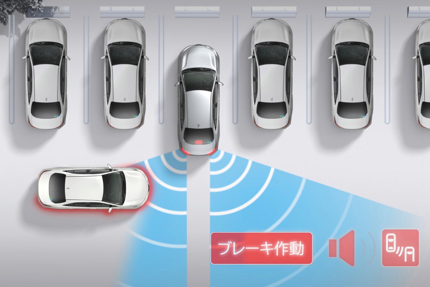 トヨタ・カローラ クロス｜パーキングサポートブレーキ（後方接近車両）作動イメージ