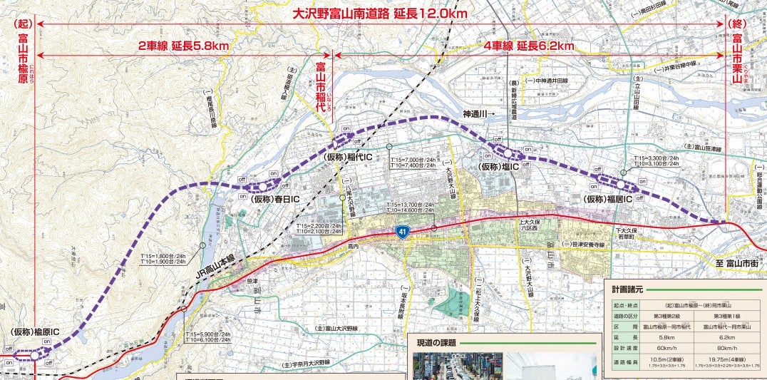 大沢野富山南道路の概要。