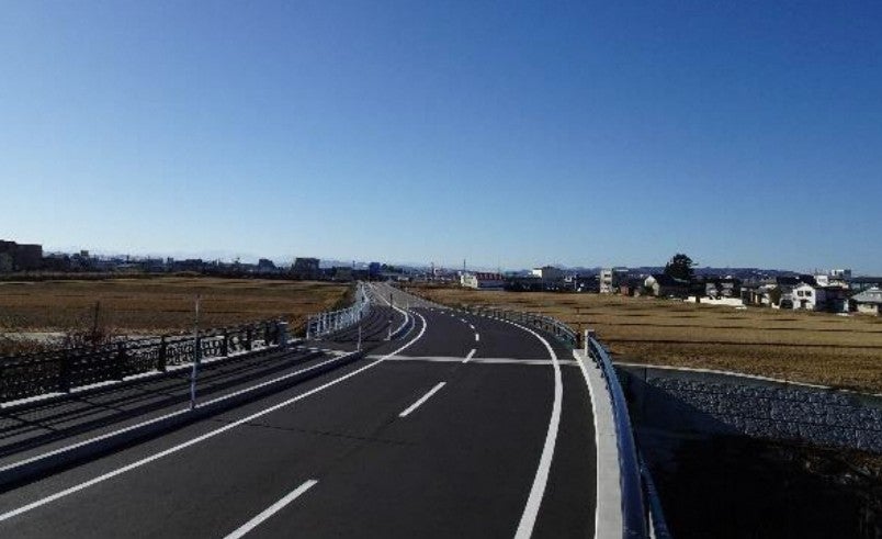 左岸バイパスの開通区間の様子