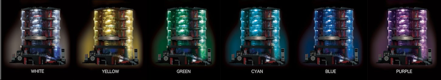 ライトモードでは、25個のLEDライト（全6色/ホワイト、イエロー、グリーン、シアン、ブルー、パープル）がパーキング全体を華やかに演出。