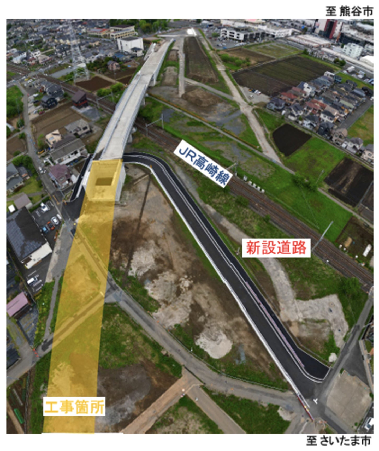 上尾道路工事による市道切り替え箇所