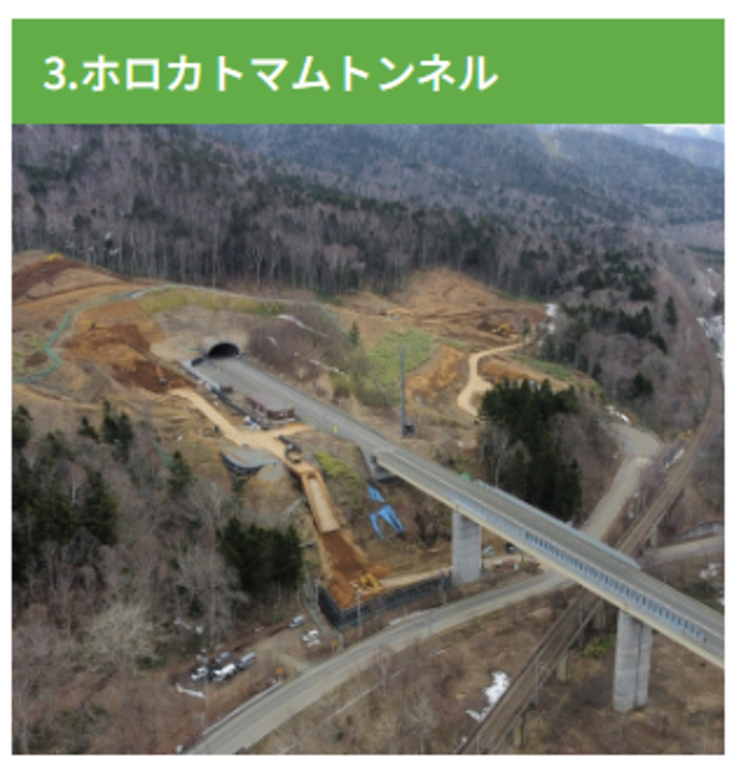ホロカトマムトンネル。工事用道路施工中。