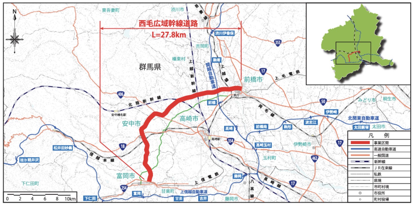 西毛広域幹線道路の位置図