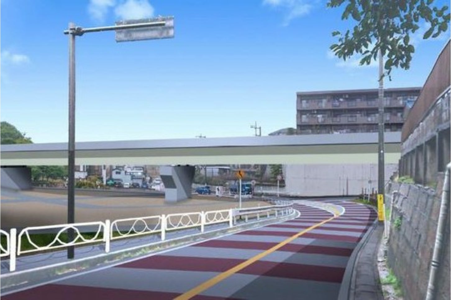前原東飯山満町線の完成イメージ。現在の船橋市内で最も開通が近づいている工区だ