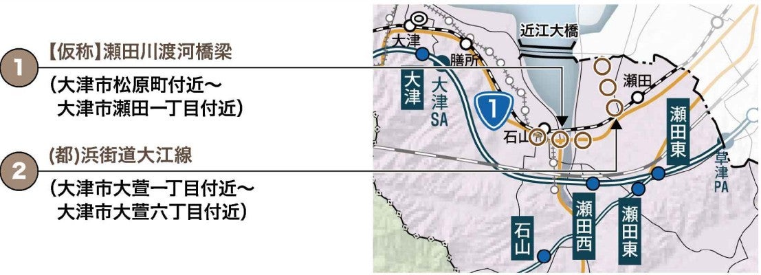 滋賀県の道路整備アクションプログラムで構想として掲げられている「瀬田川渡河橋梁」