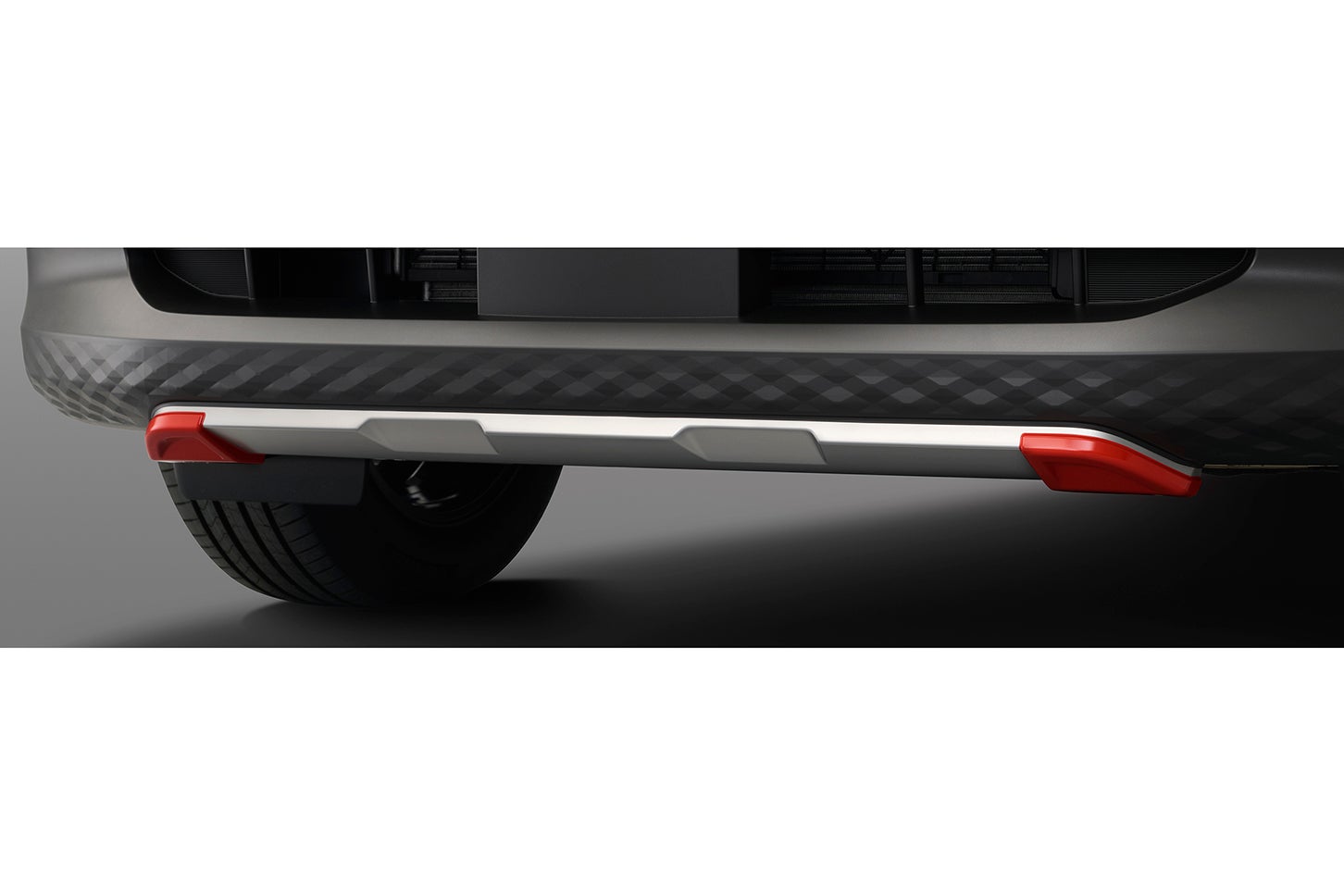 日産キックス・ロック クリーク｜フロントアンダープロテクター（シルバー&ラバレッドアクセント）