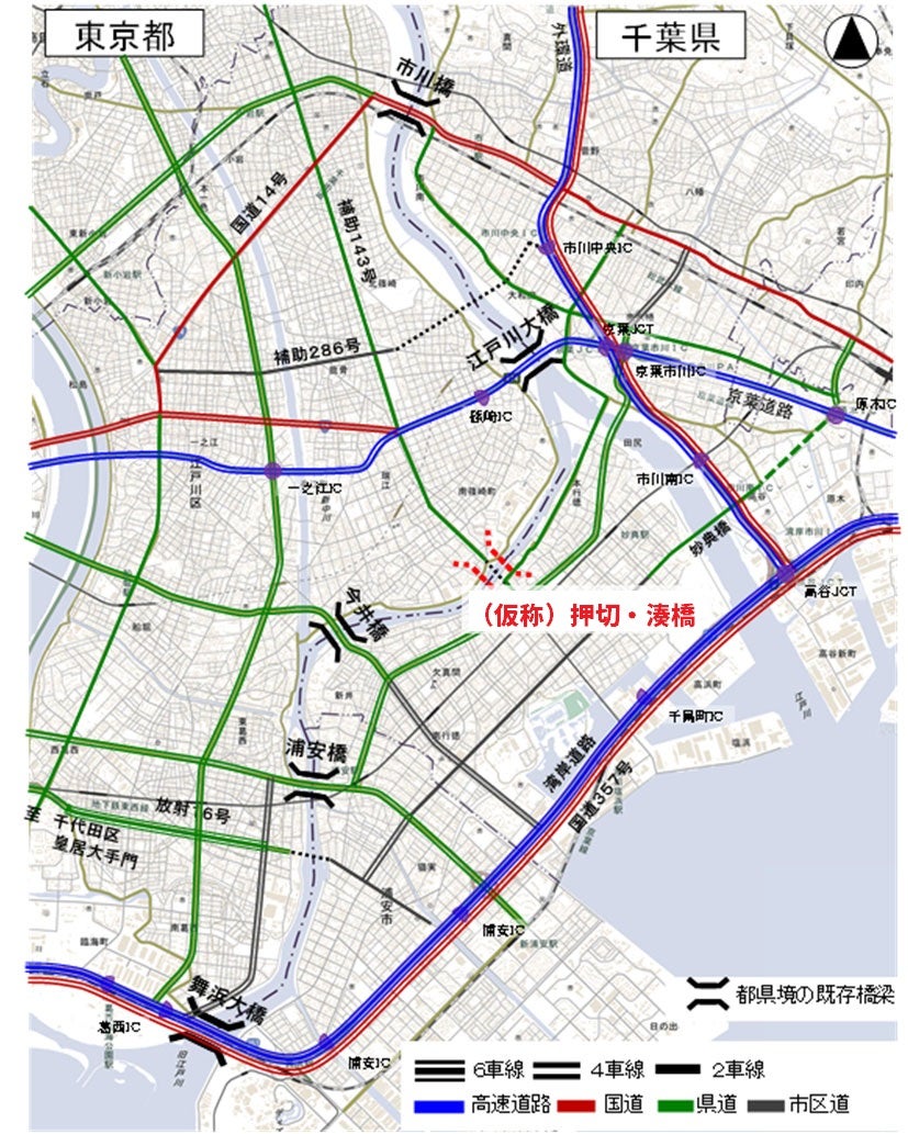 旧江戸川で事業中の「押切・湊橋（’仮）」
