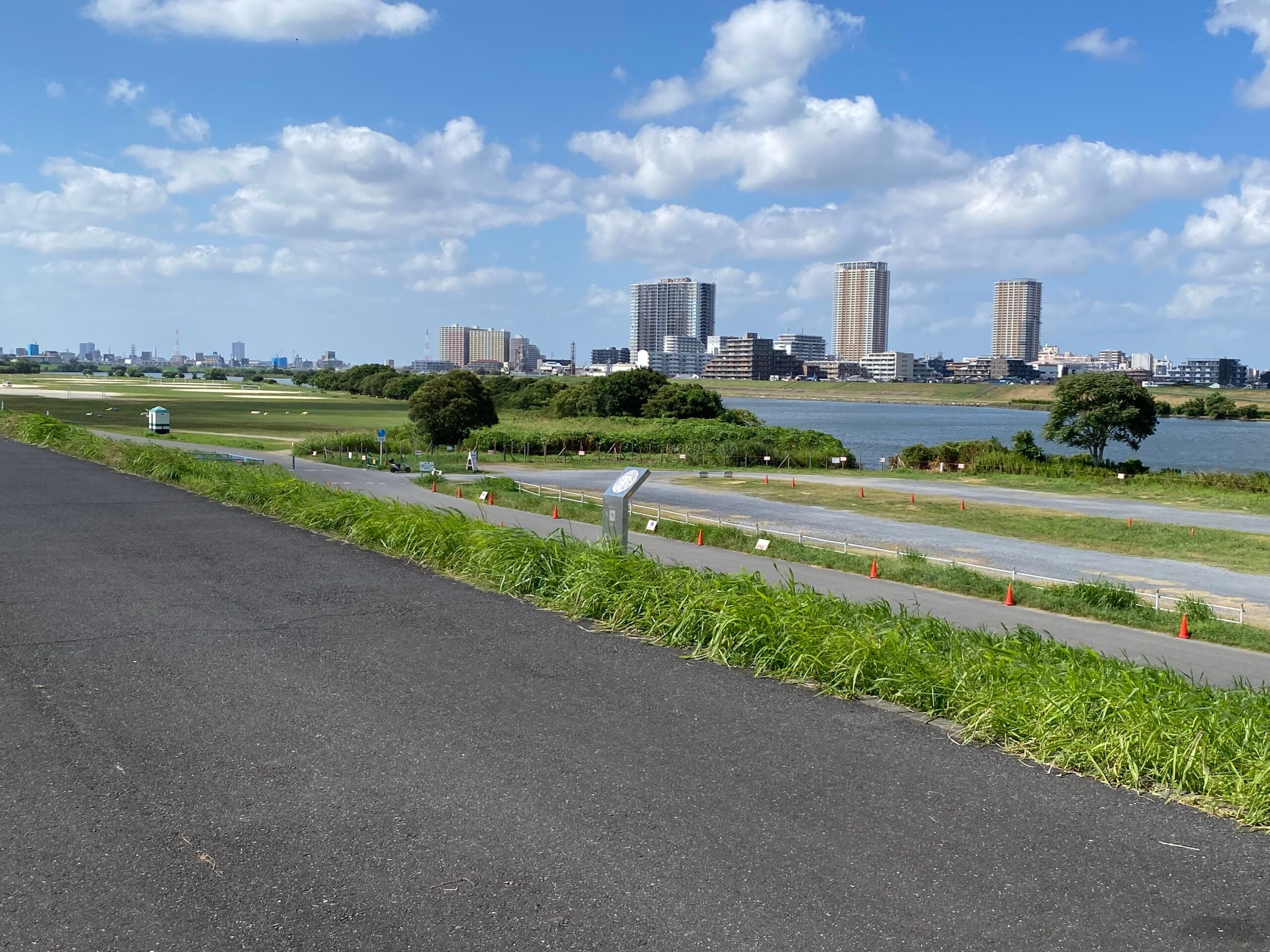 篠崎の架橋予定地点付近。対岸に市川市街が見える