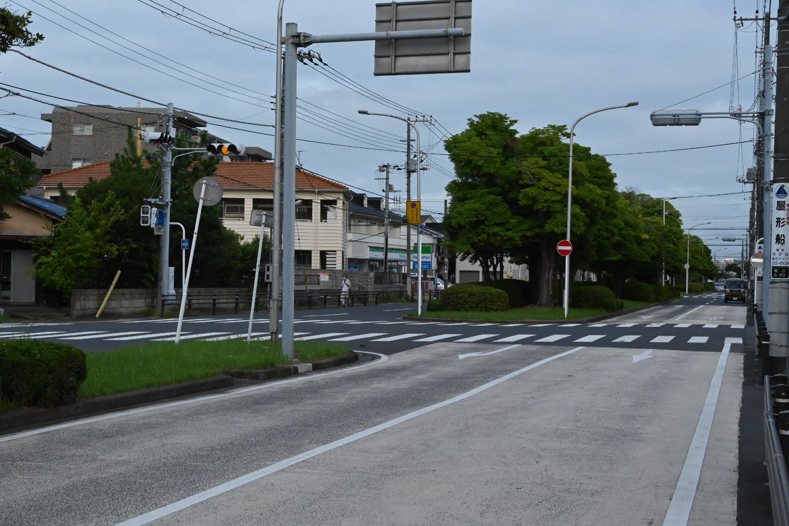 千葉県側の「さくら通り」は堤防手前まで開通している