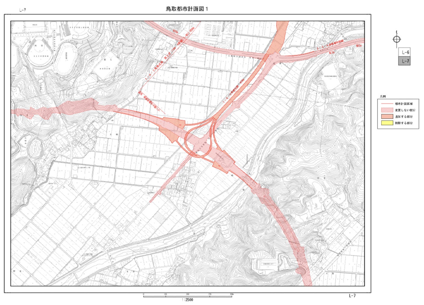 起点(鳥取市嶋)付近の都市計画図
