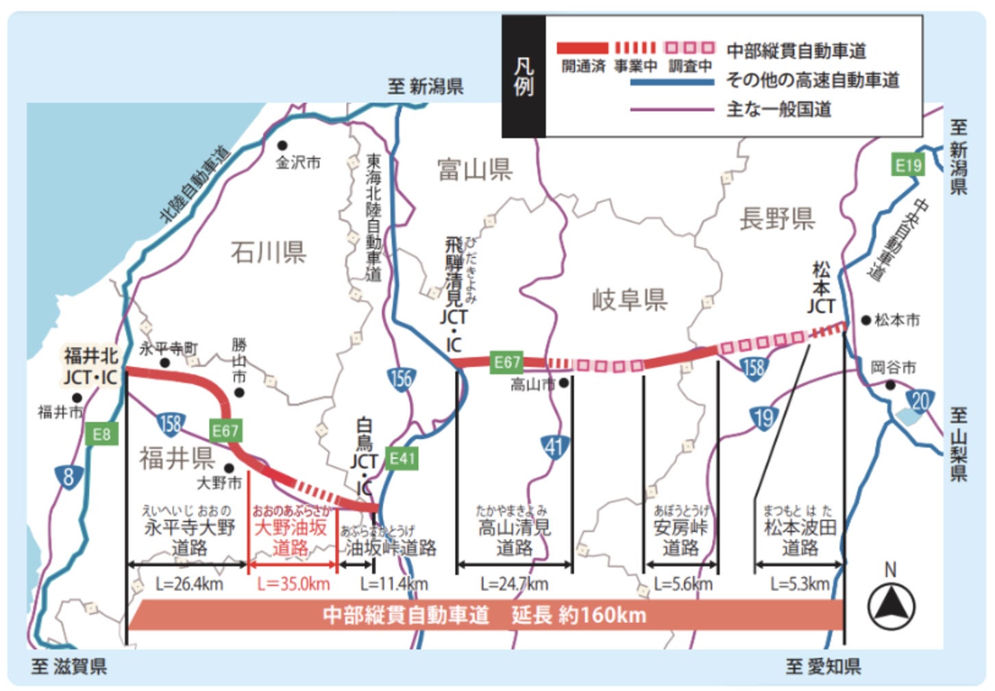 大野油坂道路の位置図