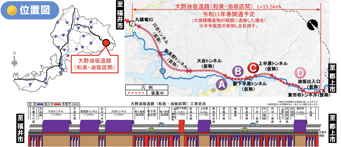 大野油坂道路の工事状況