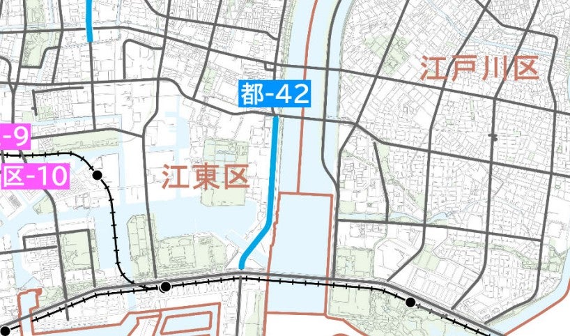江戸川区の南北軸となる都市計画道路「補助第144号線」。新木場までの未開通区間は優先整備路線に指定されている