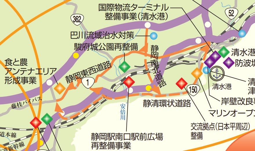 静清環状道路の概要（公益財団法人 中部圏社会経済研究所の資料より）