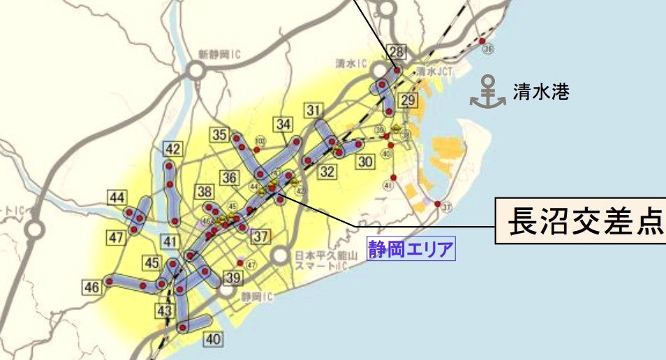 静岡エリアの主要渋滞箇所