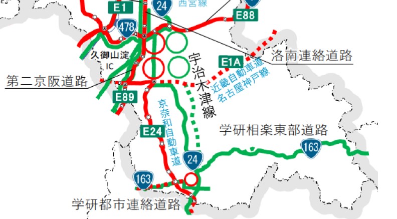 京都府から三重県へ抜ける国道163号を改良する「学研相楽東部道路」