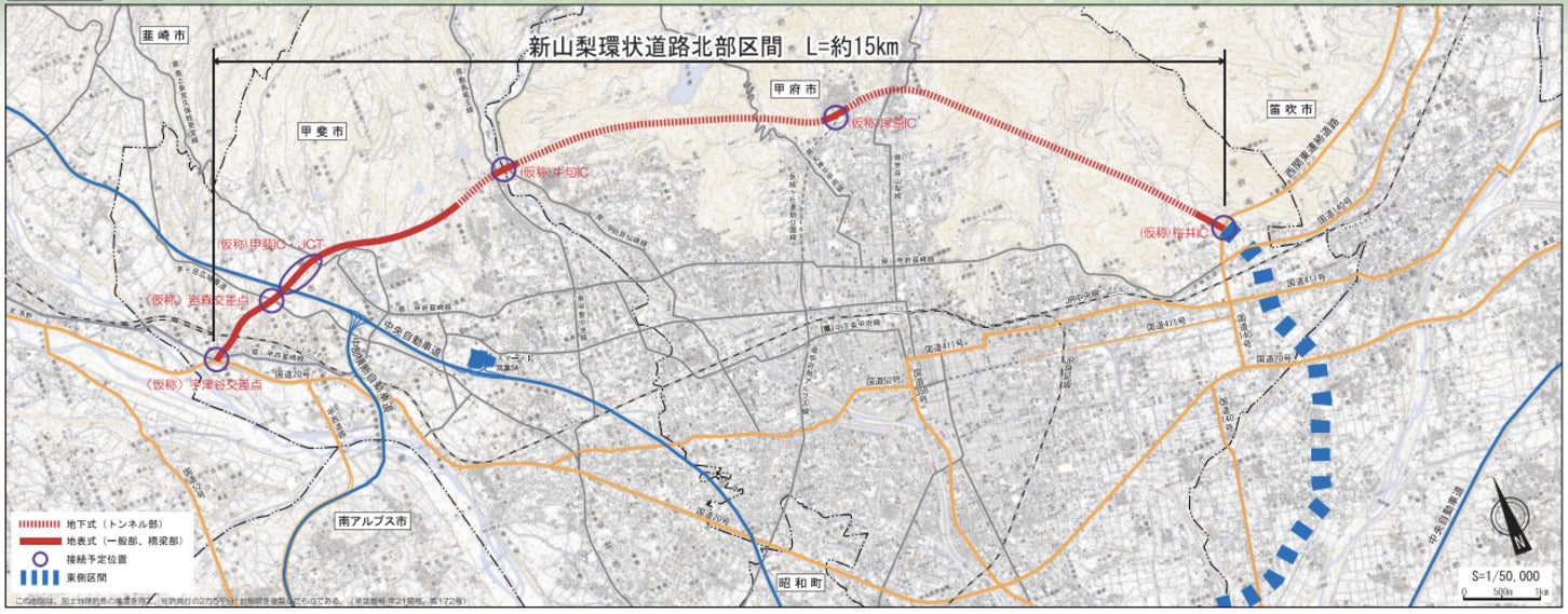 北部区間の計画ルート図