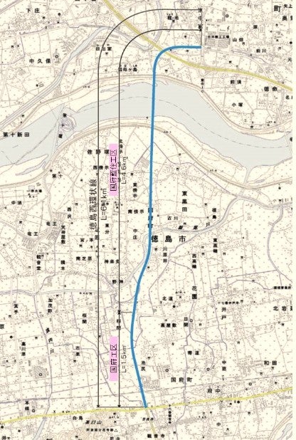 一部先行開通し、延伸事業も進んでいる徳島西環状道路