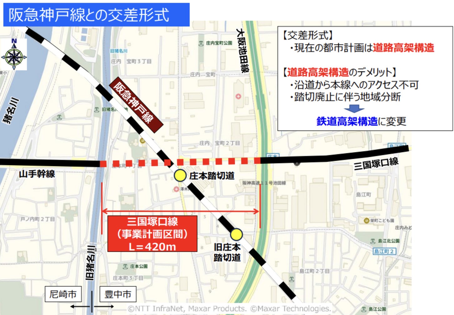 阪急神戸線との交差方式（変更前）