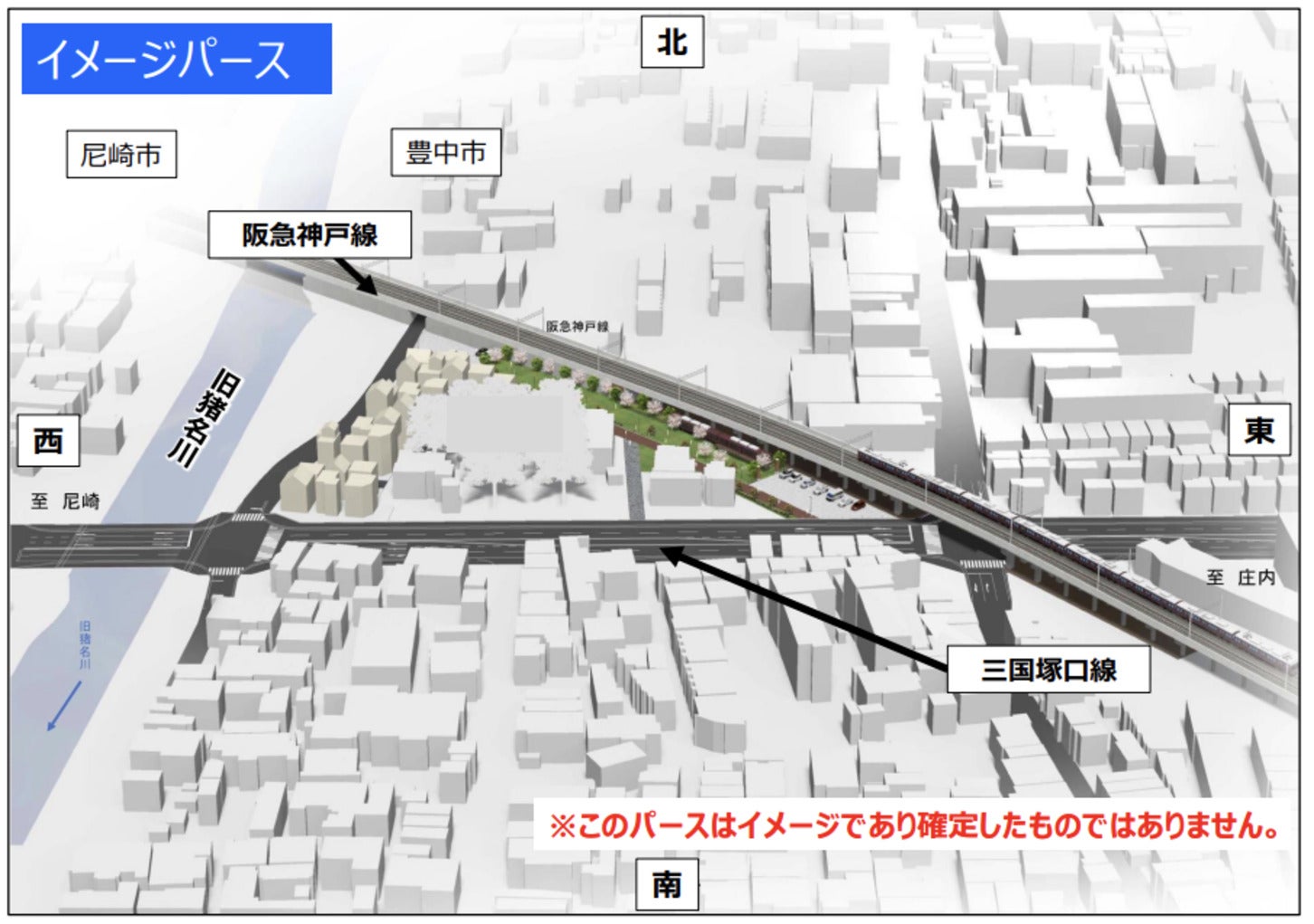 鉄道高架化後の完成イメージ図