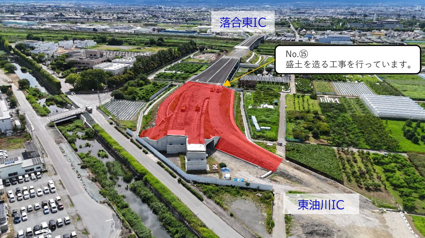 新⼭梨環状道路 東部区間の工事進捗状況。2026年6月18日撮影