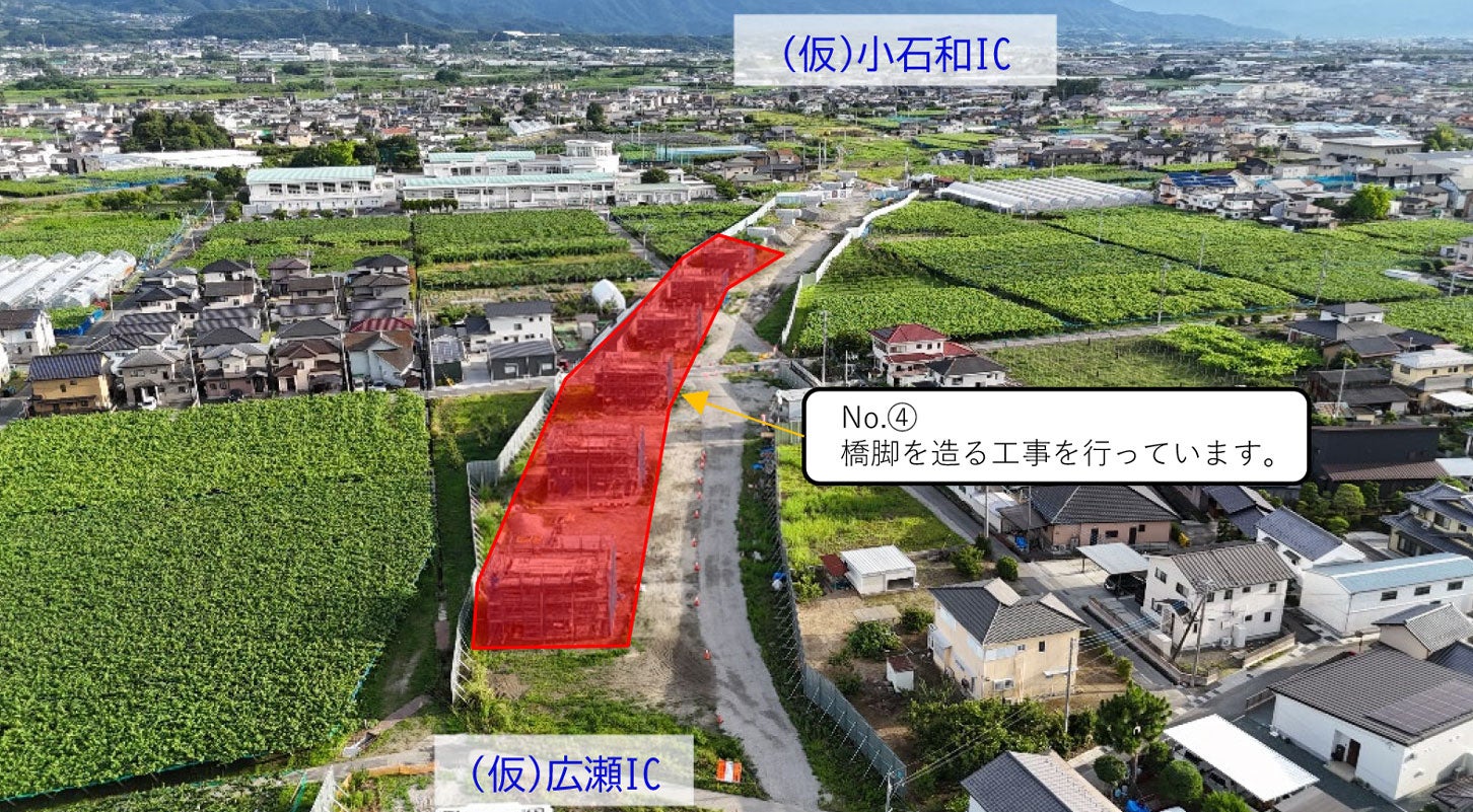 新⼭梨環状道路 東部区間の工事進捗状況。2026年6月18日撮影