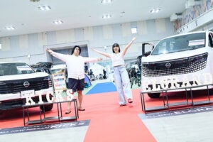 第42回オール日産大商談会の目玉、新型キックスとエルグランド！ いま注目のモデルをじっくり見て回るのも楽しみ方のひとつです。