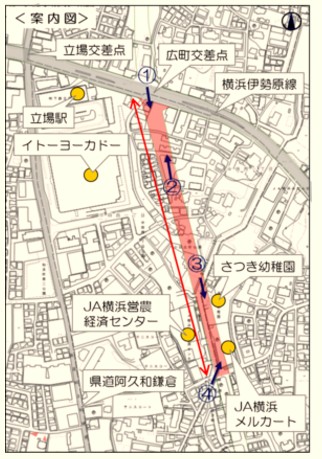 2023年に事業化した中田地区。立場駅南側の460mを先行整備する