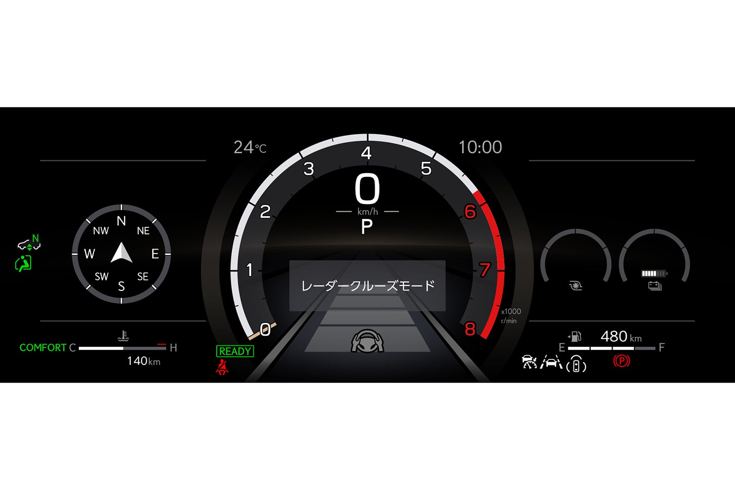 レクサスLX“Fスポーツ”｜メーター表示「Comfort」