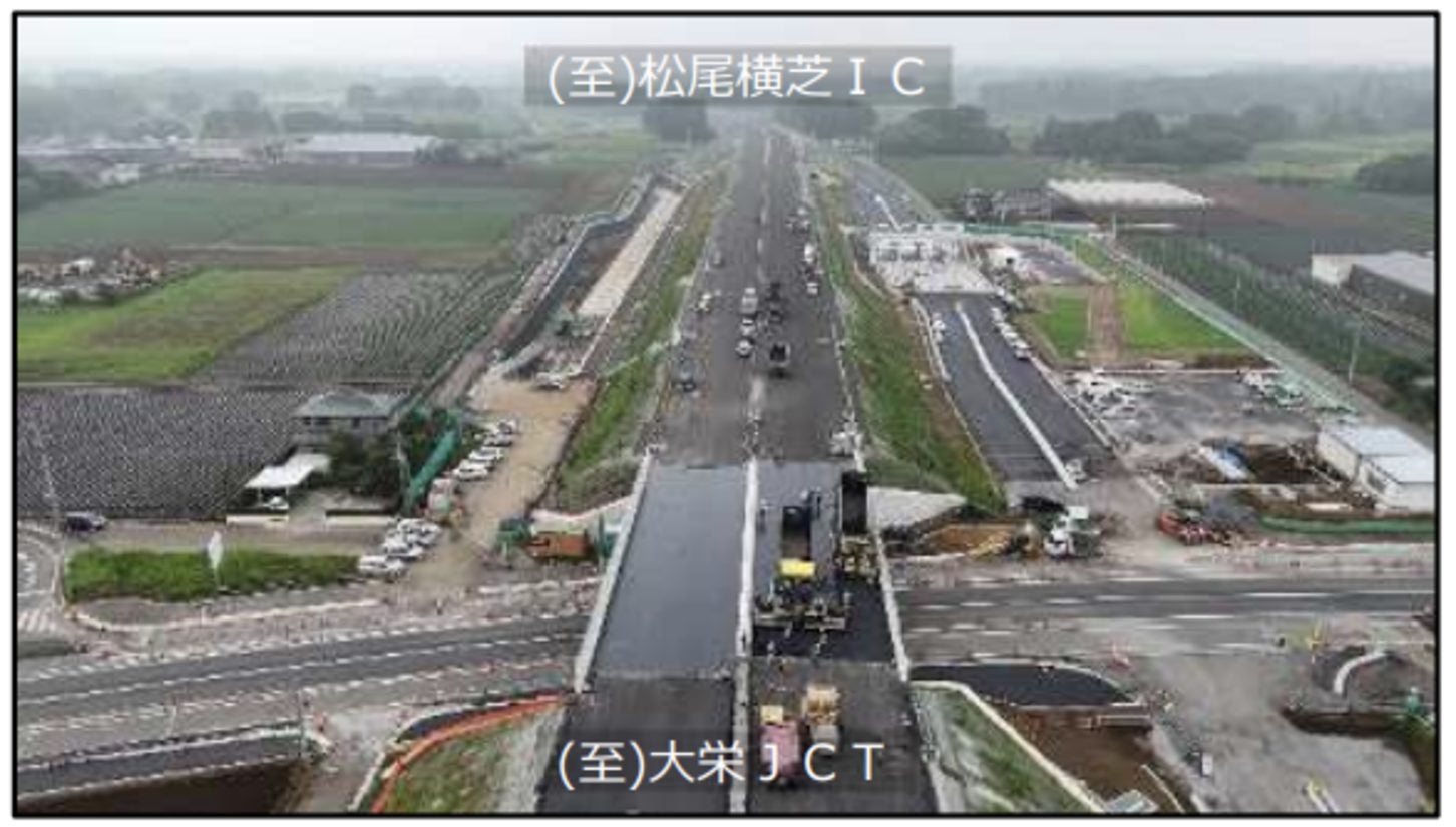 大栄JCT付近で進む圏央道の工事状況（2026年7月）