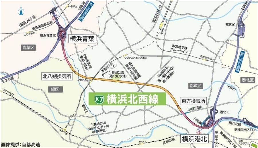 画像10。首都高・神奈川7号横浜北西線のルート概要。
