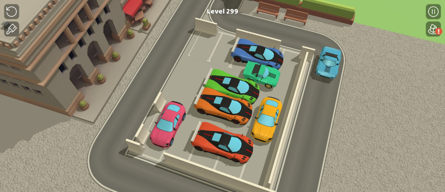 駐車場からすべてのクルマを退出させるパズルゲーム「Parking Jam 3D」。(c) Popcore GmbH