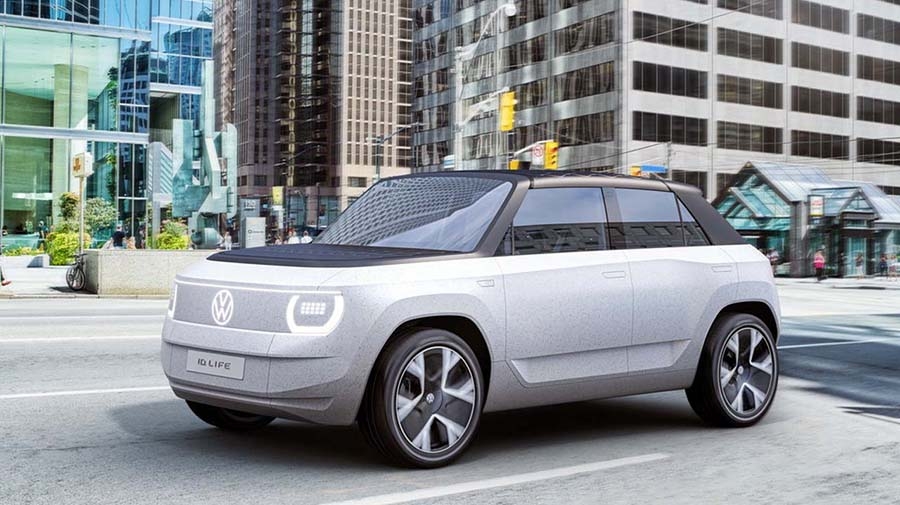 VWが出展した、未来を見据えて環境を意識したEVコンセプト『ID.LIFE』。フロントに172kWの電気モーターを搭載した前輪駆動を採用する（写真提供：VW）