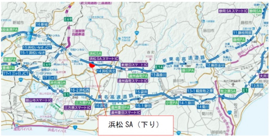 E1A 新東名・浜松SA（下）の位置図