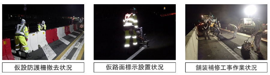 仮設防護柵撤去、仮路面標示設置、舗装補修工事（イメージ）　画像=NEXCO東日本