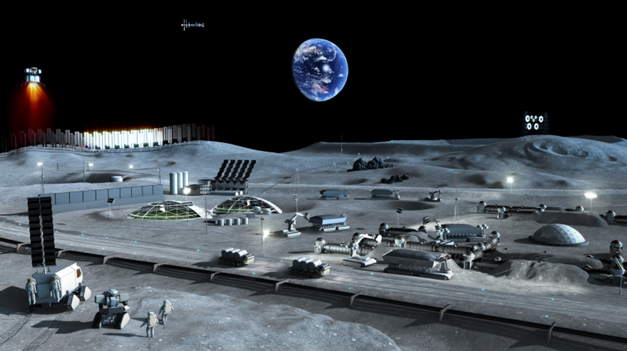 将来の月面基地。（C)JAXA