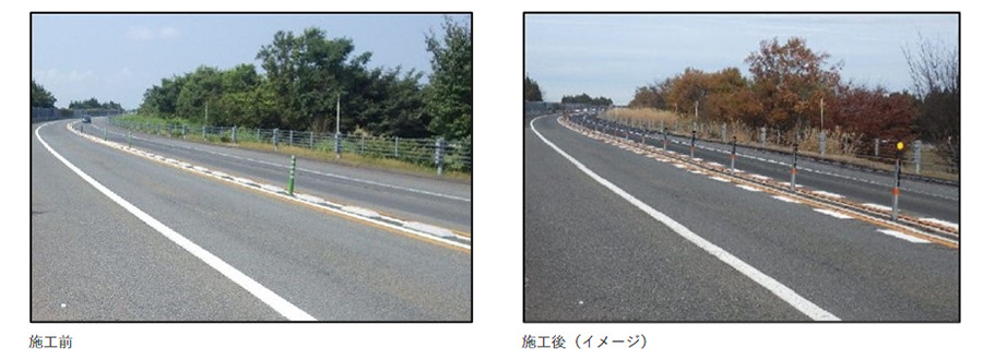 車線区分柵設置工事（イメージ）　画像=NEXCO東日本