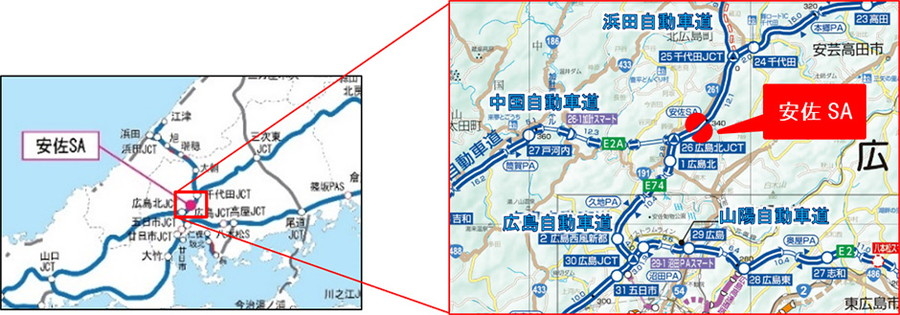 安佐SAの位置図　画像＝NEXCO西日本