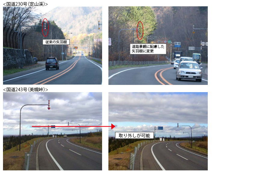 北海道開発局の資料をもとに作成　国道230号と国道243号の矢羽根